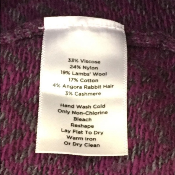 TALBOTS Wool Blend Chevron Cardigan Sweater in Purple and Gray Size Medium - Picture 5 of 5